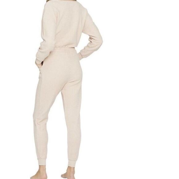 L Space Coastin Jogger Jumpsuit Tan Beige Pockets Drawstring Waist XL NWT Comfy - Picture 13 of 15